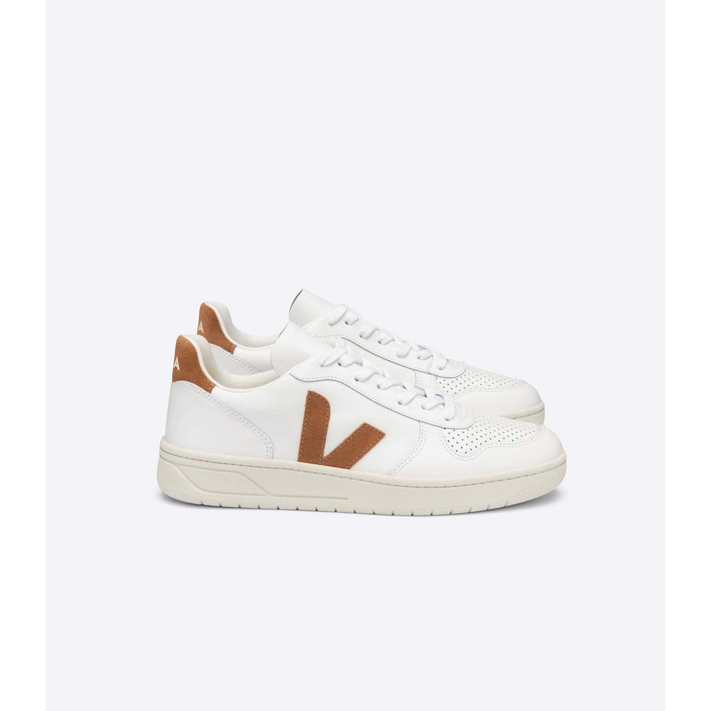 Αθλητικά Παπούτσια γυναικεια Veja V-10 LEATHER White/Brown | GR 640VRW